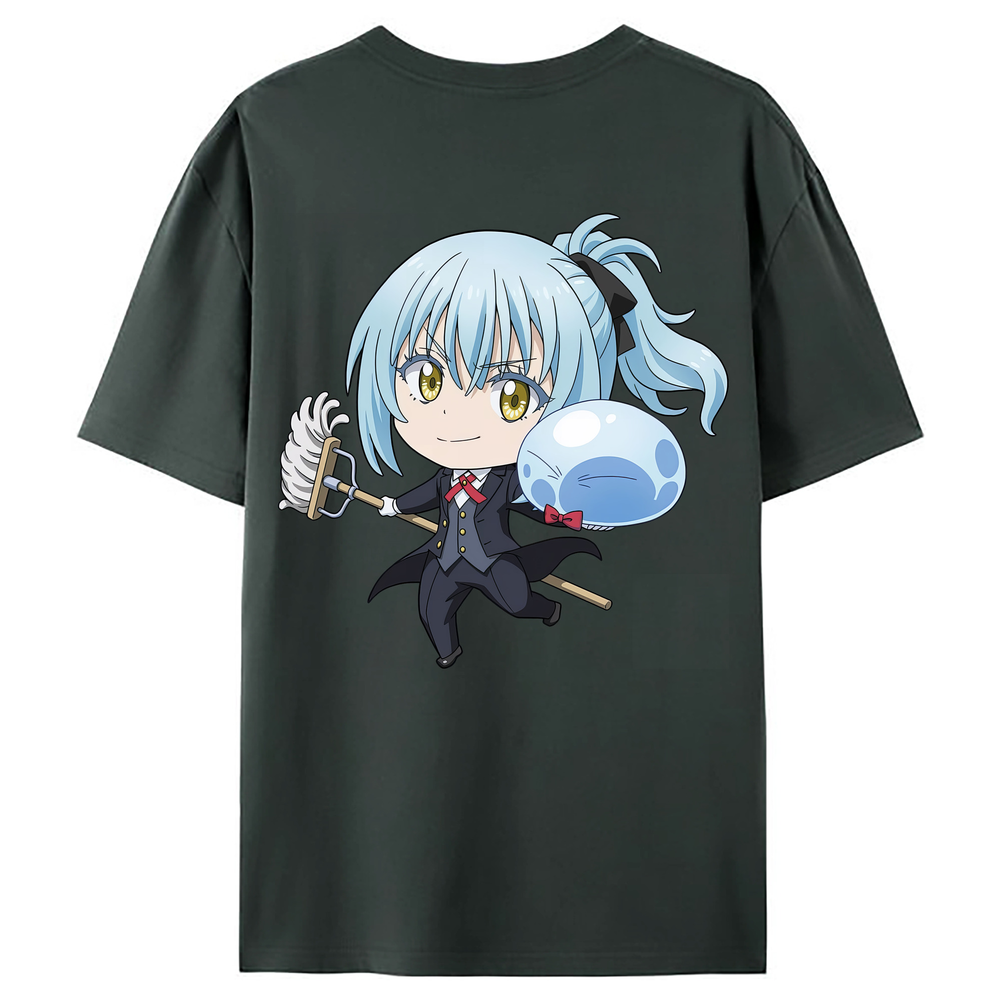 （画像用） 転スラ Regarding Reincarnated to Slime 綿100％ メンズ半袖Tシャツ（バックプリント） 通気性